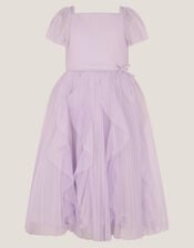 Scarla Ruffle Pleated Party Dress, Purple (LILAC), large