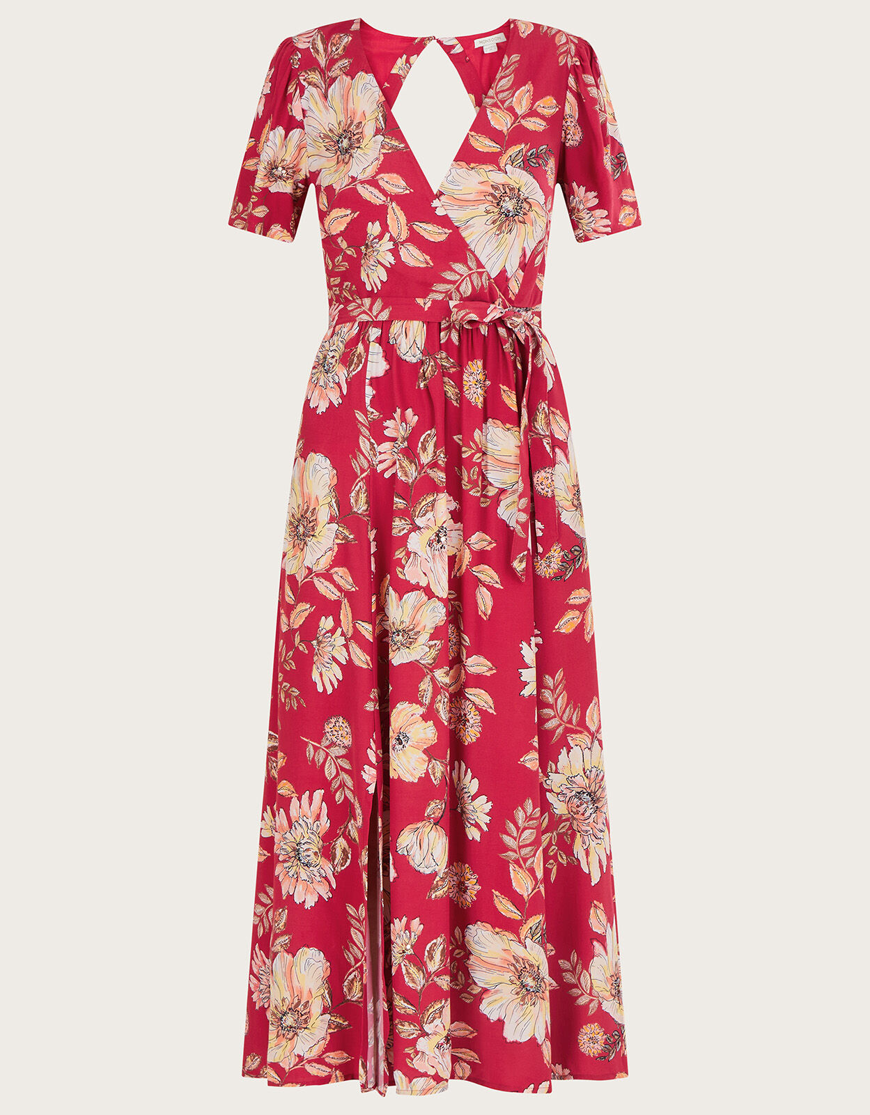 Bex Sequin Floral Wrap Dress Red Evening Dresses Monsoon UK