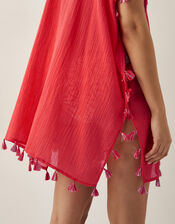 Katie Embroidered Tassel Kaftan, Orange (CORAL), large