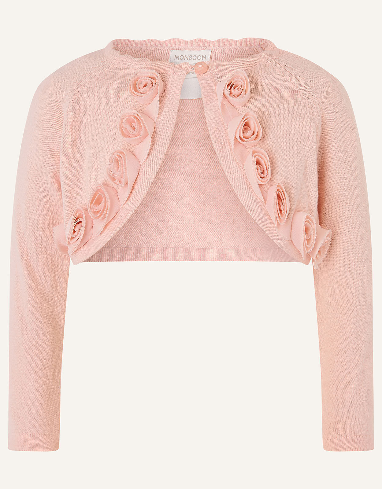 Baby 3D Flower Crop Cardigan Pink Baby Girl Cardigans Monsoon UK