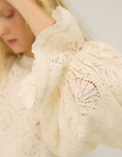 Imogen Lace Insert Blouson Blouse, Ivory (IVORY), large