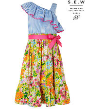 Mabel Stripe and Floral 2-in-1 Dress, Blue (BLUE), large