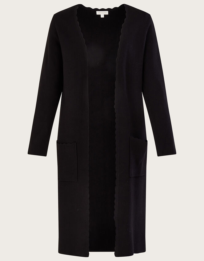 Scallop Coatigan with LENZING&trade; ECOVERO&trade; , Black (BLACK), large