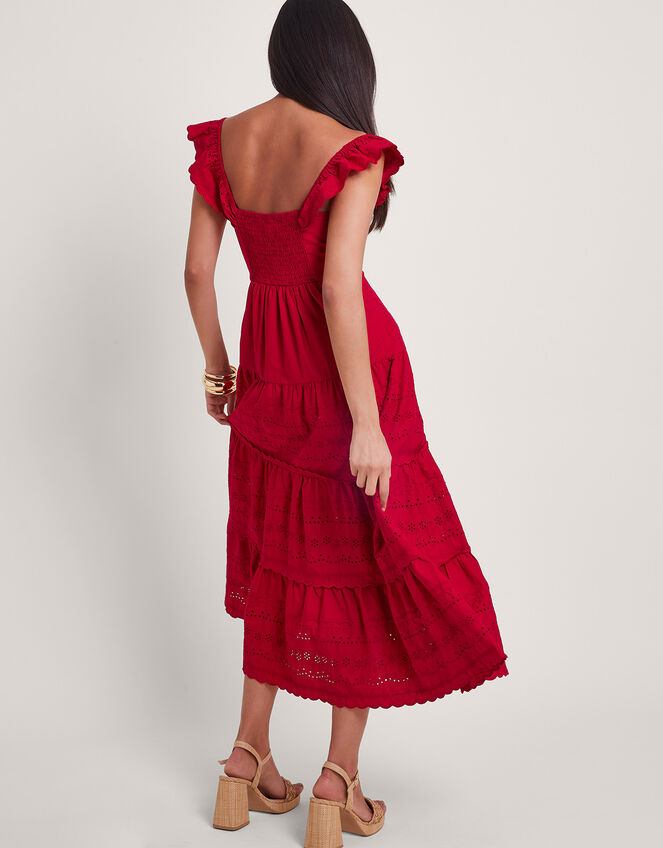 Lucy Broderie Dress, Red (RED), large