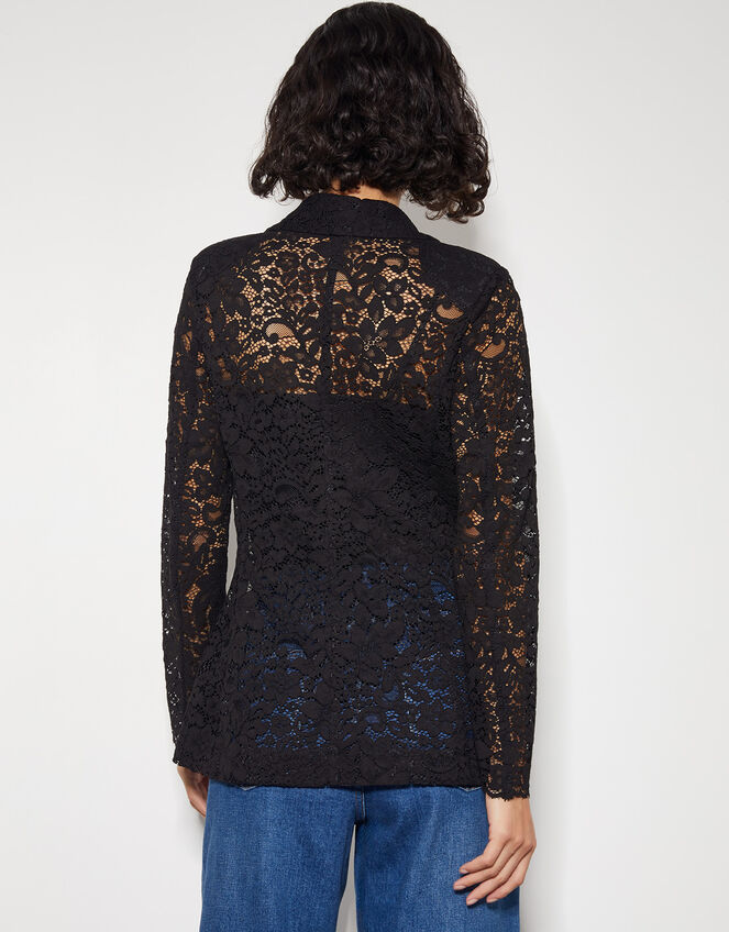 Lola Floral Lace Blazer, Black (BLACK), large