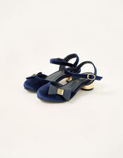 Glitter Bow Velvet Shoes, Blue (NAVY), large