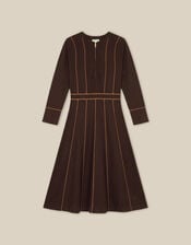 Zola Stripe Knit Midi Dress, Brown (CHOCOLATE), large
