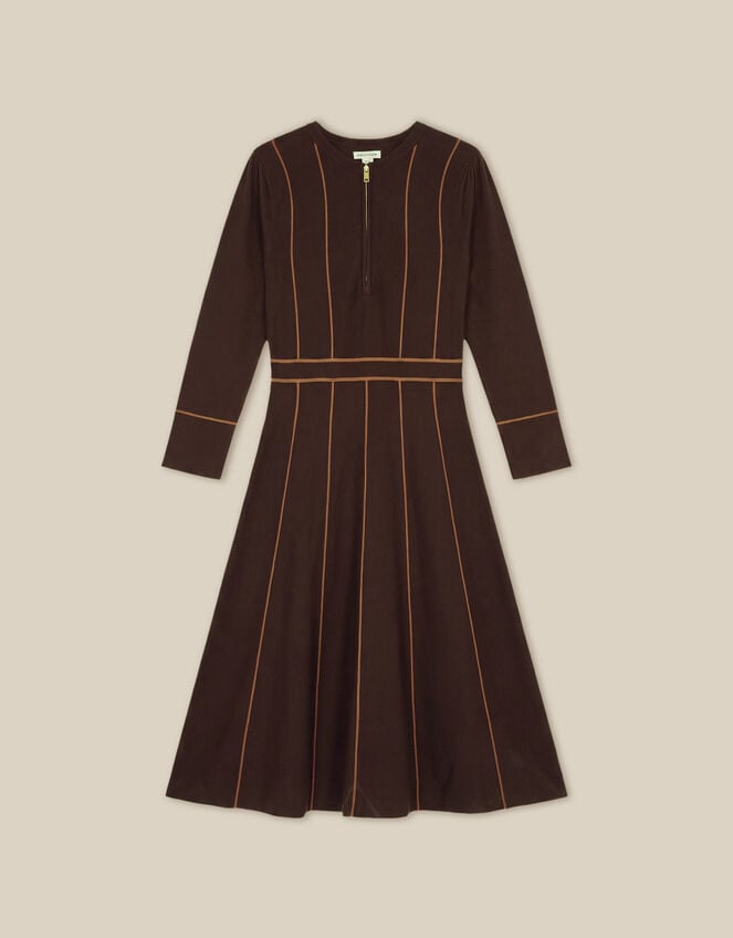 Zola Stripe Knit Midi Dress, Brown (CHOCOLATE), large