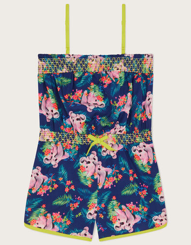 Koala Print Playsuit, Blue (NAVY), large