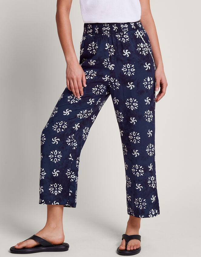 Loretta Batik Trousers, Blue (NAVY), large