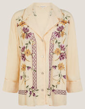 Elodie Floral Embroidered Shirt, Ivory (IVORY), large