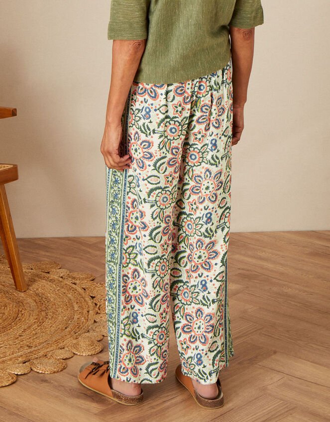 ARTISAN STUDIO Floral Print Trousers, Ivory (IVORY), large