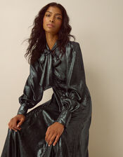 Madelyn Metallic Midi Dress, Green (GREEN), large