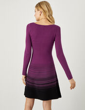 Textured Fit and Flare Dress, Purple (PURPLE), large