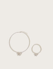 Butterfly Pearl Beaded Necklace and Bracelet Set, , large