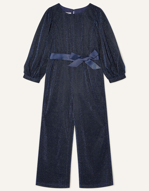 Erin Sparkle Long Sleeve Jumpsuit, Blue (NAVY), large