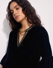 East Nelly Velvet Flute Sleeve Top, Black (BLACK), large