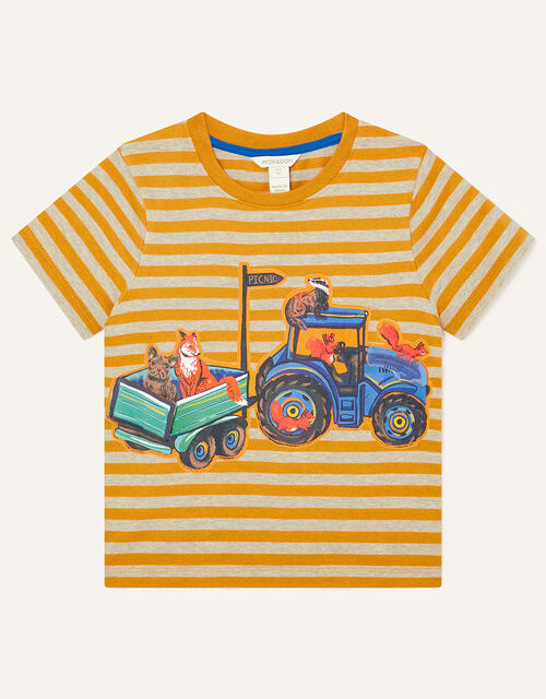 Toby Tractor Stripe T-Shirt, Yellow (MUSTARD), large