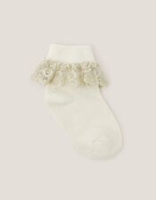 Sparkle Lace Socks, Ivory (IVORY), large