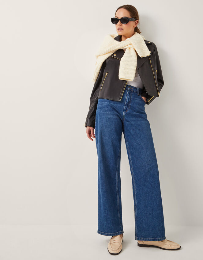 Leather Biker Jacket , Black (BLACK), large