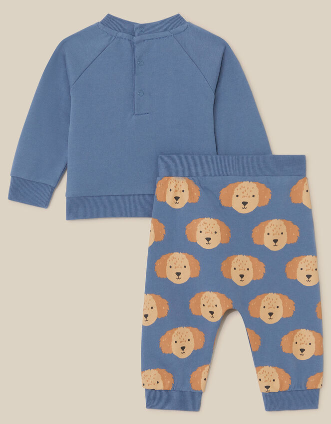 Newborn Dog Cotton Sweatshirt & Joggers Set, Blue (BLUE), large