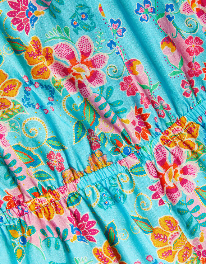 Floral Frill Playsuit, Blue (TURQUOISE), large