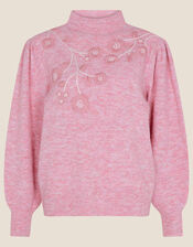 Embroidered Placement Jumper, Pink (PINK), large