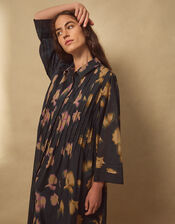 East Hannah Blurred Floral Midi Shirt Dress, Teal (TEAL), large