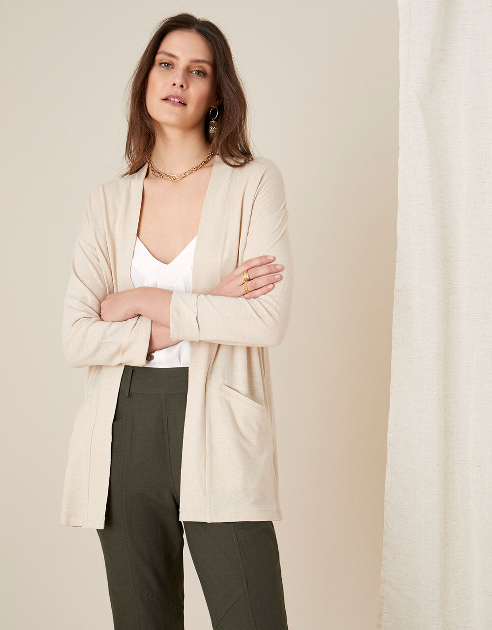Women Women's Clothing | Plain Cover Up in Linen Blend Natural - MQ34645