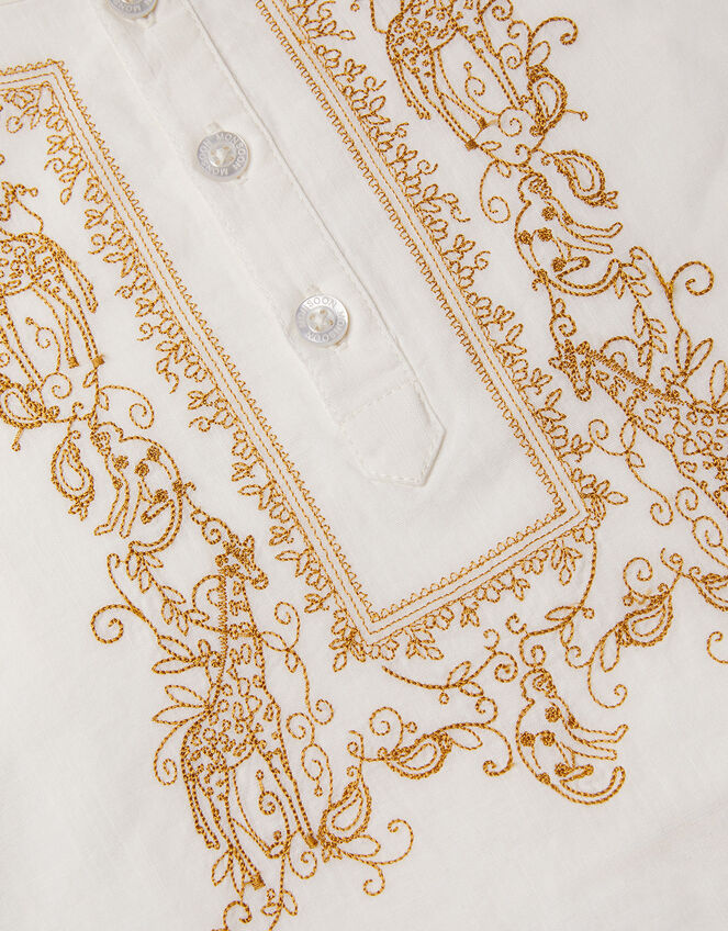 Longline Embroidered Kurta, Ivory (IVORY), large