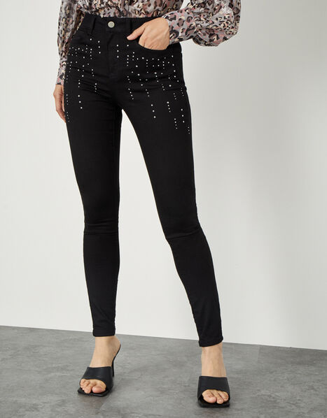 Nadine Sparkle Regular Length Jeans with Organic Cotton Black, Black (BLACK), large