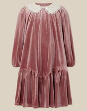 Maria Embellished Collar Velvet Party Dress, Mink (MINK), large