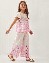 Broderie Wide Leg Trousers, Ivory (IVORY), large