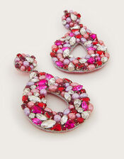 Diamante Statement Earrings, Pink (MAGENTA), large