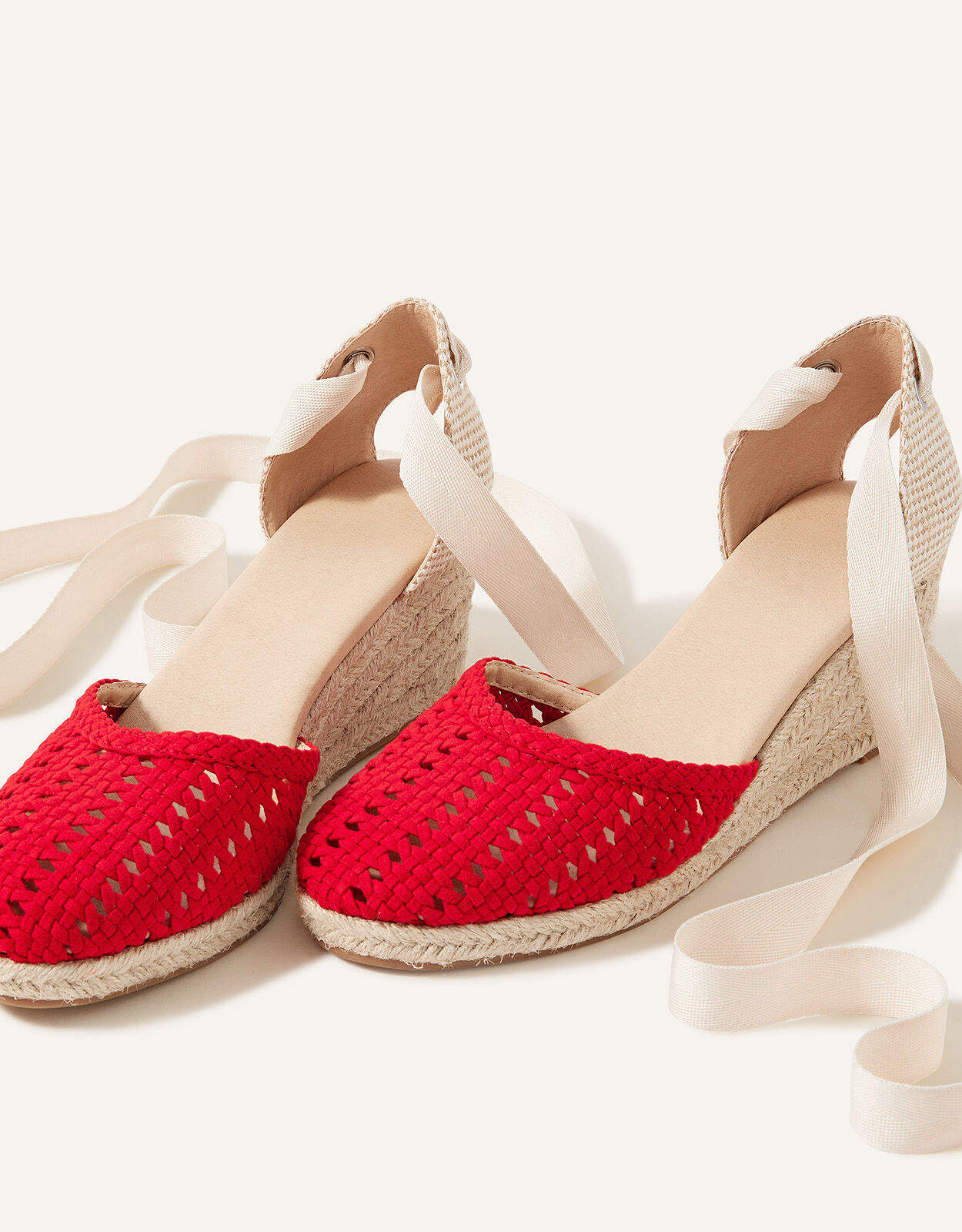 Red tie up espadrilles hotsell