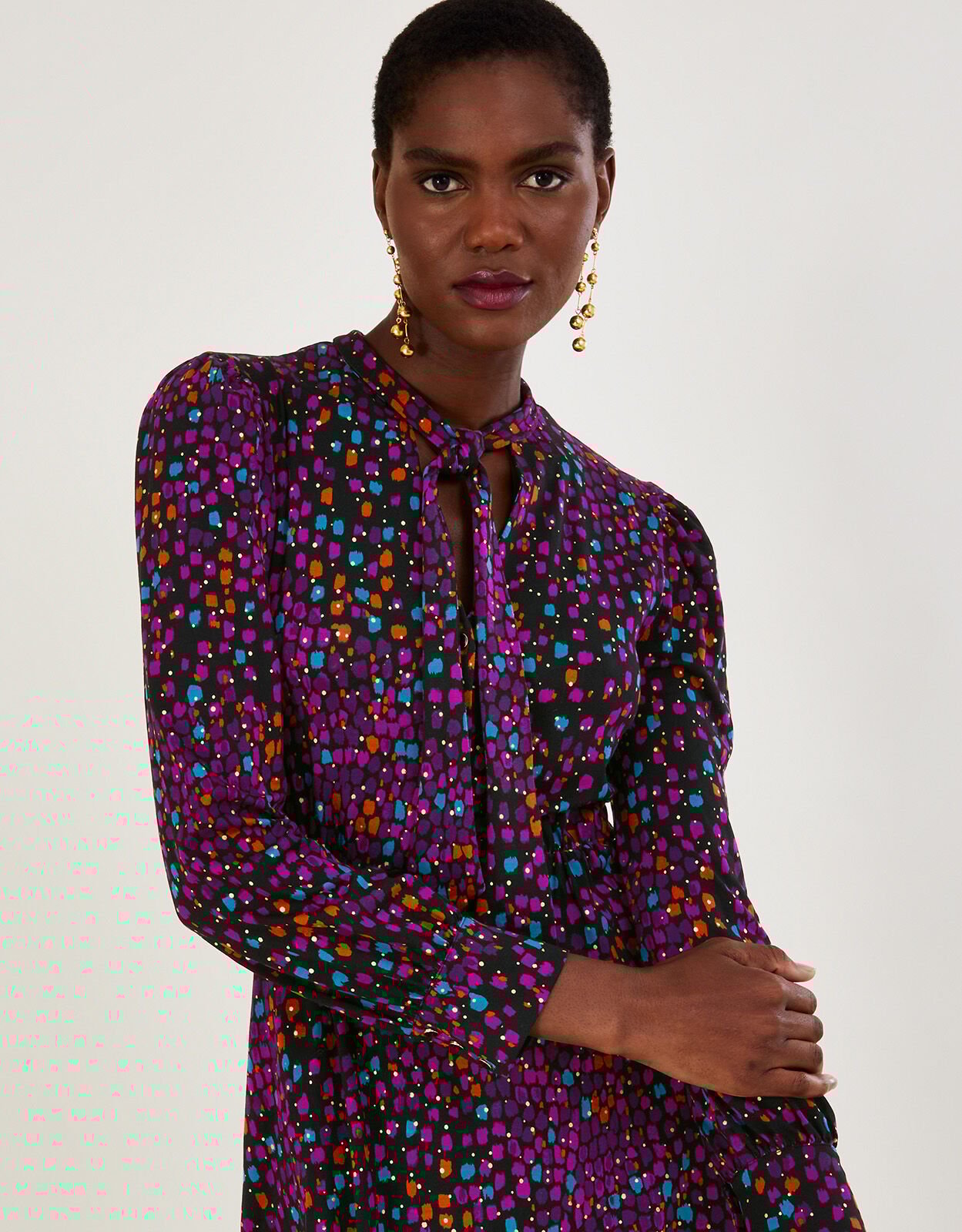 Foil print dress store