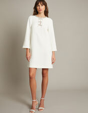 Paola Bow Diamante Shift Wedding Dress, Ivory (IVORY), large