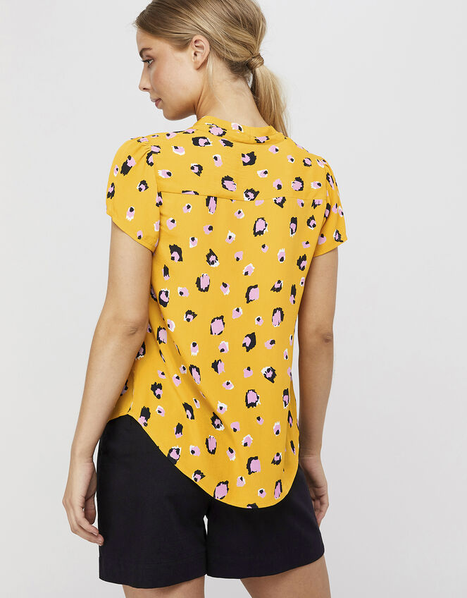 Lauren Leopard Print Blouse, Yellow (YELLOW), large