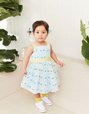 Baby Daisy Stripe Dress, Blue (BLUE), large