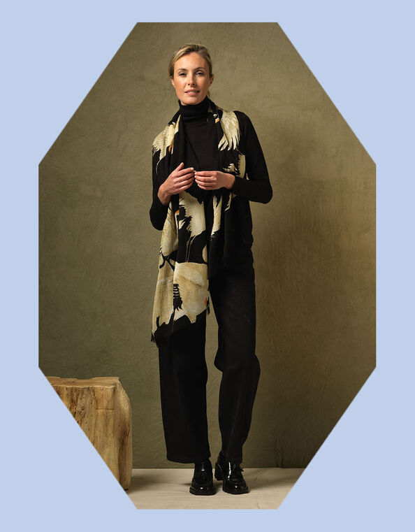 One Hundred Stars Print Wool Scarf, , large