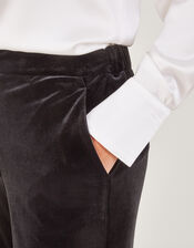 Maria Velvet Straight Leg Trousers, Black (BLACK), large