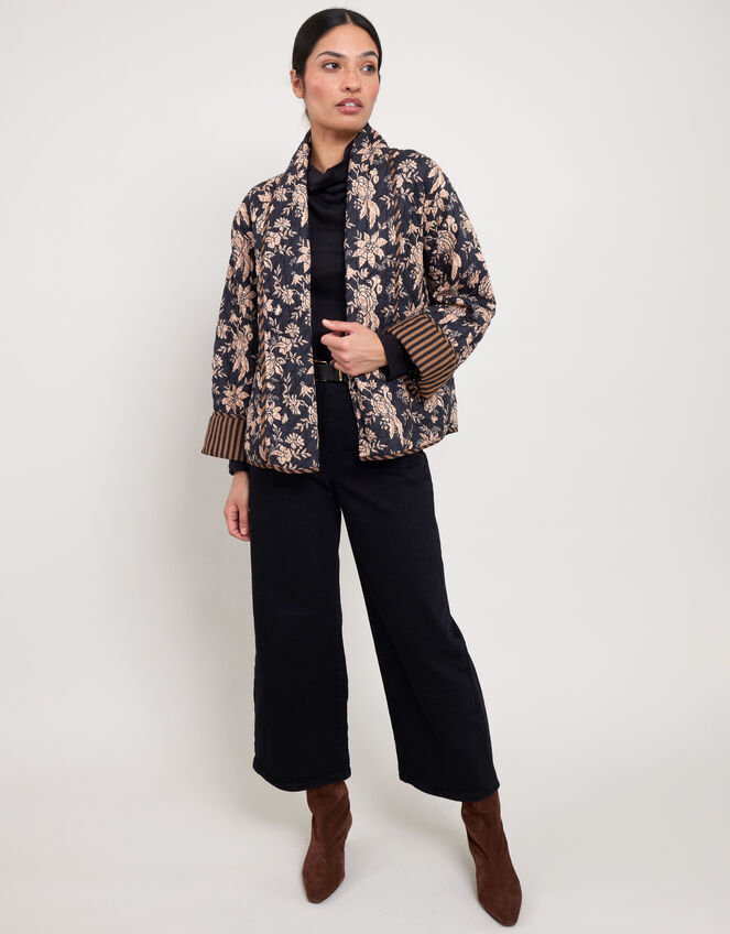 East Floral Quilted Jacket , Black (BLACK), large