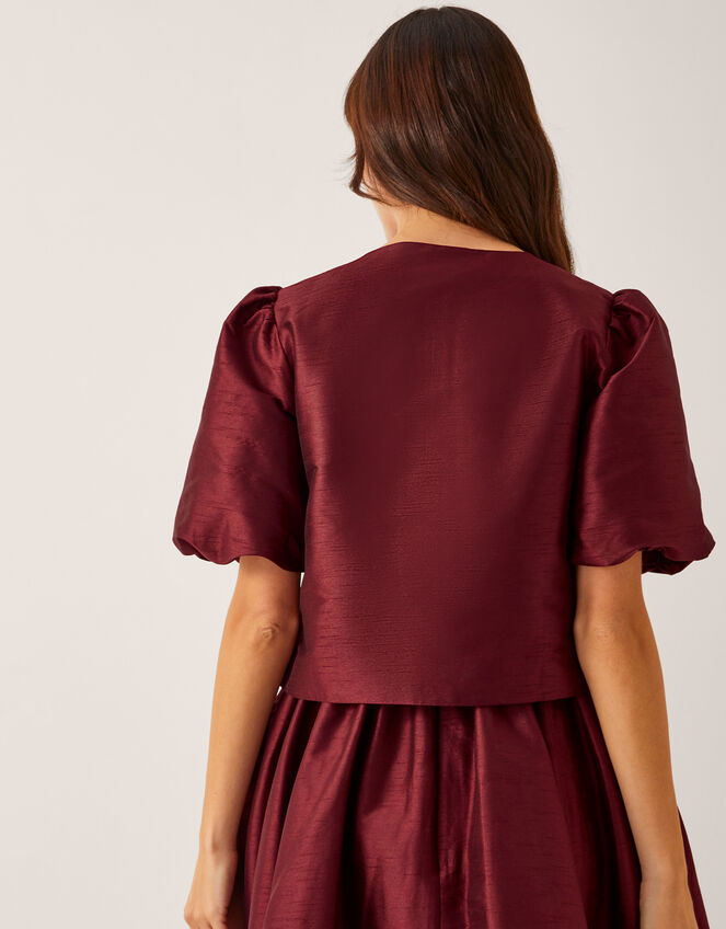 Mya Puff-Sleeve Jacket, Red (BURGUNDY), large