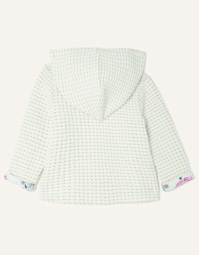 Newborn Quilted Hooded Jacket, Ivory (IVORY), large