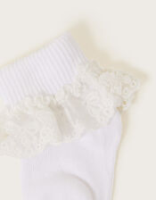 Baby Flower Lace Socks, White (WHITE), large