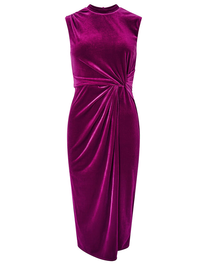 Shelby Twist Velvet Shift Dress, Red (BERRY), large