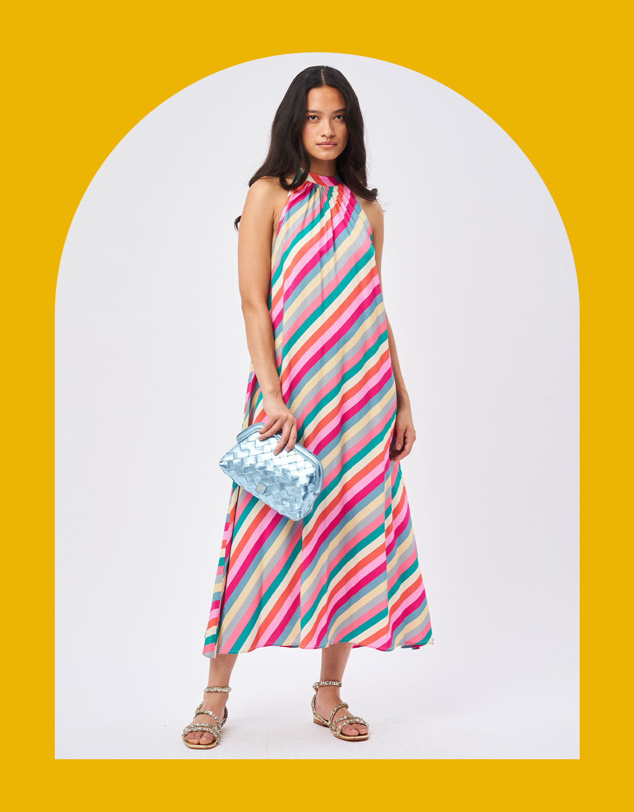 Petite Mendigote Stripe Midi Dress Multi