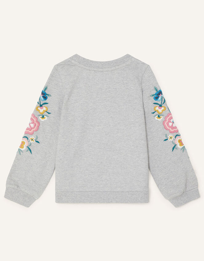 Floral Embroidered Sweatshirt , Camel (OATMEAL), large