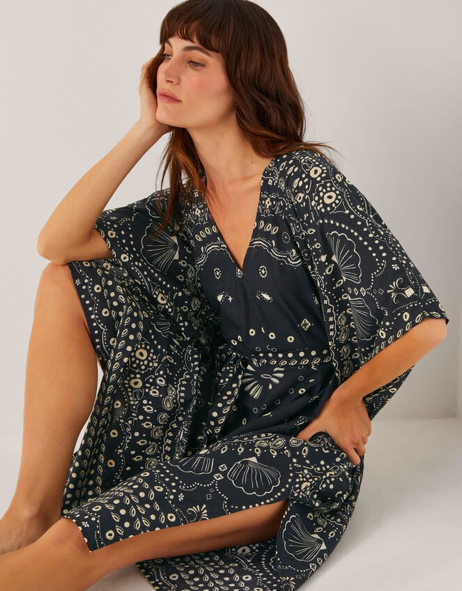 Bodhi Print Mini Kaftan, Black (BLACK), large