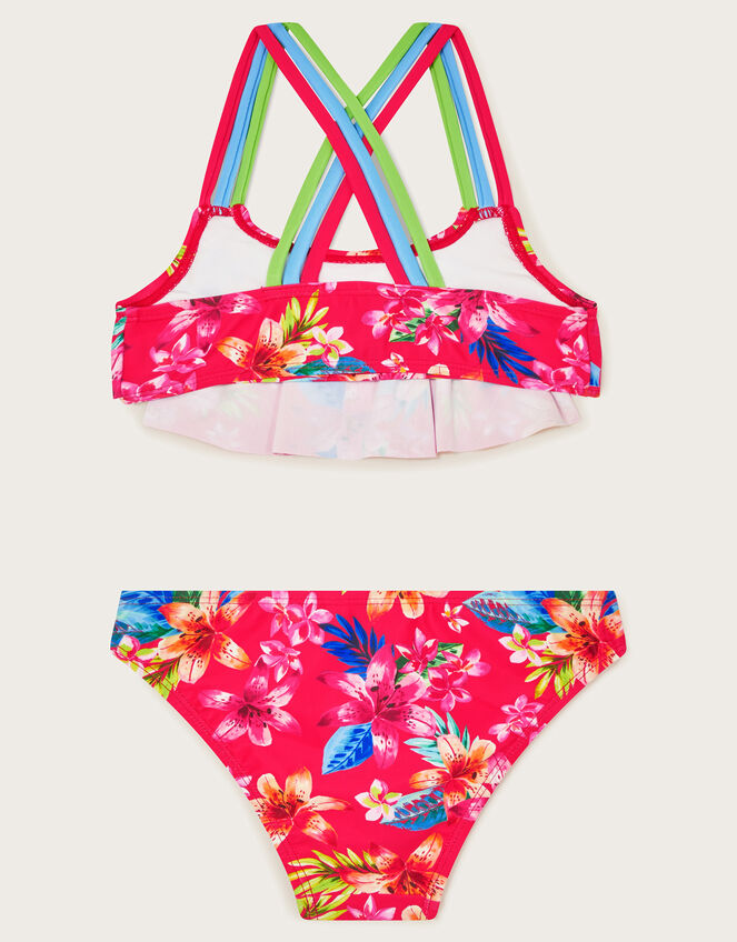 Kendall Tropical Print Bikini Set, Red (RED), large